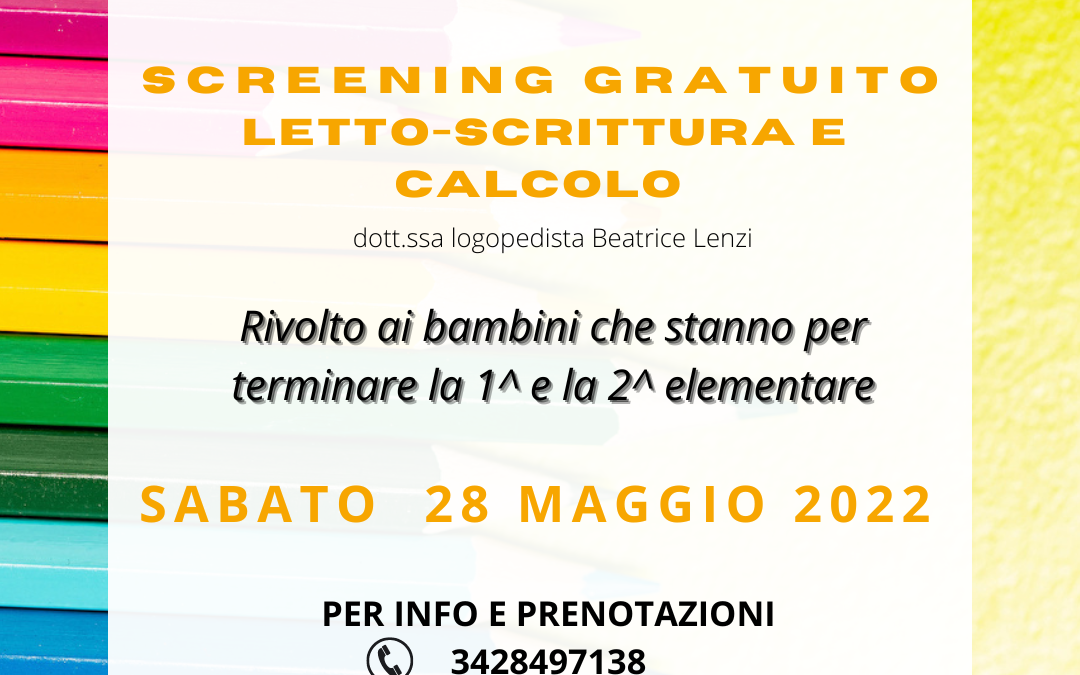 SCREENING GRATUITO LETTO-SCRITTURA E CALCOLO